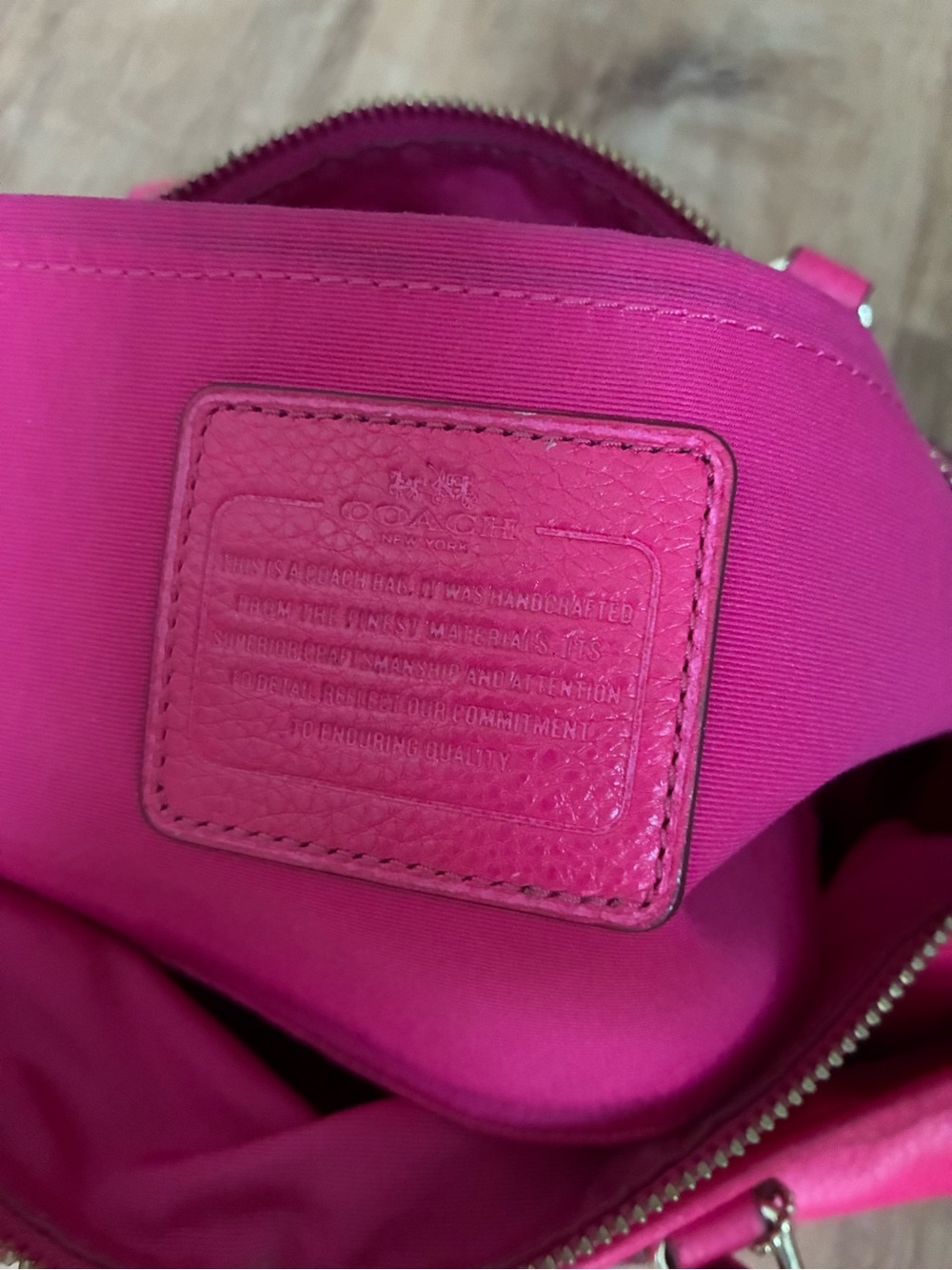 Coach Pink Pebbled Leather Satchel with Rainbow Chain EUC - Picture 5 of 16
